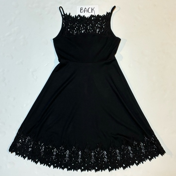 Free People Forget Me Not Black Crochet Trim Dress S - Picture 6 of 10